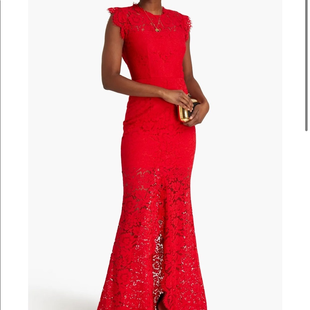 Rachel Zoe Red Open Back Corded Lace Gown - Size 8 - EUC